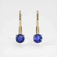 <span>1.99</span> <span class="tooltip-light">Ct.Tw.<span class="tooltiptext">Total Carat Weight</span></span> Blue Sapphire Earrings, 14K Yellow Gold 1