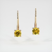 1.28 Ct.Tw. Orangish Yellow Sapphire Earrings, 14K Yellow Gold 1
