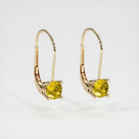 1.28 Ct.Tw. Orangish Yellow Sapphire Earrings, 14K Yellow Gold 2