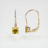 1.28 Ct.Tw. Orangish Yellow Sapphire Earrings, 14K Yellow Gold 3