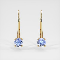 0.64 Ct.Tw. Blue Sapphire Earrings, 14K Yellow Gold 1
