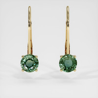 1.72 Ct.Tw. Green Sapphire Earrings, 14K Yellow Gold 1