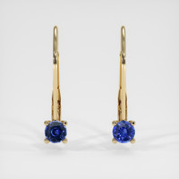 0.79 Ct.Tw. Blue Sapphire Earrings, 14K Yellow Gold 1