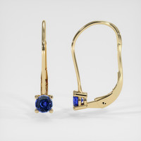 0.65 Ct.Tw. Blue Sapphire Earrings, 14K Yellow Gold 2