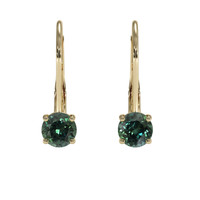 <span>2.18</span>&nbsp;<span class="tooltip-light">Ct.Tw.<span class="tooltiptext">Total Carat Weight</span></span> Bluish Green Sapphire Earrings, 14K Yellow Gold 1