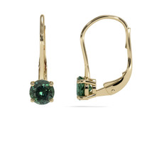 <span>2.18</span>&nbsp;<span class="tooltip-light">Ct.Tw.<span class="tooltiptext">Total Carat Weight</span></span> Bluish Green Sapphire Earrings, 14K Yellow Gold 2