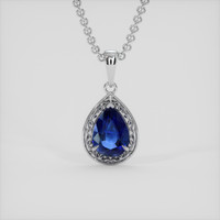 1.20 Ct. Blue Sapphire Pendant, 14K White Gold 1