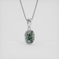 0.66 Ct. Green Sapphire Pendant, 14K White Gold 2