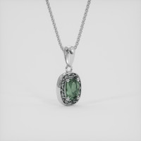 0.66 Ct. Green Sapphire Pendant, 18K White Gold 2