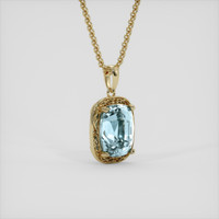 3.55 Ct. Blue Aquamarine Pendant, 14K Yellow Gold 2