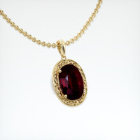 5.92 Ct. Red Garnet Pendant, 14K Yellow Gold 2