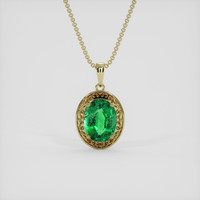 1.78 Ct. Emerald Pendant, 18K Yellow Gold 1