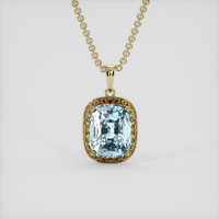 3.55 Ct. Blue Aquamarine Pendant, 18K Yellow Gold 1