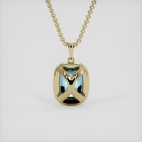 3.55 Ct. Blue Aquamarine Pendant, 18K Yellow Gold 4