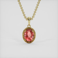 1.52 Ct. Padparadscha Sapphire Pendant, 18K Yellow Gold 1