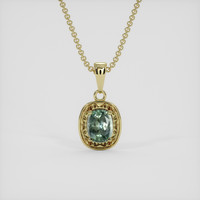 0.66 Ct. Green Sapphire Pendant, 18K Yellow Gold 1