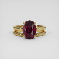 3.54 Ct. Purplish Red Garnet Ring, 18K Yellow Gold 1