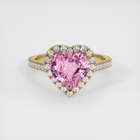 2.57 Ct. Purplish Pink Sapphire Ring, 18K Yellow Gold 1