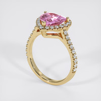 2.57 Ct. Purplish Pink Sapphire Ring, 18K Yellow Gold 2