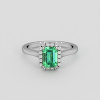 1.00 Ct. Emerald Ring, 18K White Gold 1