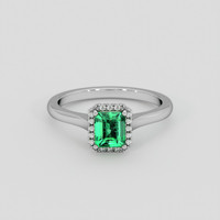 0.78 Ct. Emerald Ring, 18K White Gold 1