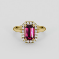 2.69 Ct. Purplish Pink Rhodolite Garnet Ring, 14K Yellow Gold 1