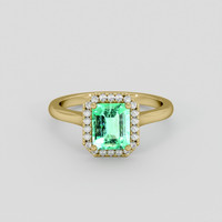 1.22 Ct. Emerald Ring, 18K Yellow Gold 1