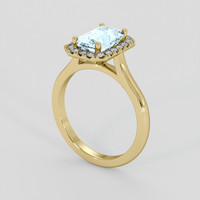 1.31 Ct. Blue Aquamarine Ring, 18K Yellow Gold 2