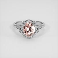 2.05 Ct. Peach Sapphire Ring, 18K White Gold 1