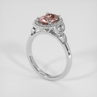 2.05 Ct. Peach Sapphire Ring, 18K White Gold 2