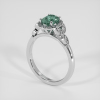 1.17 Ct. Bluish Green Sapphire Ring, 18K White Gold 2