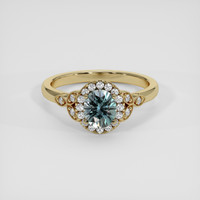 1.01 Ct. Greenish Blue Sapphire Ring, 14K Yellow Gold 1