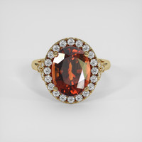 5.37 Ct. Orange Hessonite Garnet Ring, 18K Yellow Gold 1