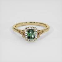 1.08 Ct. Green Sapphire Ring, 18K Yellow Gold 1