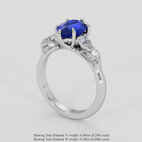 2.53 Ct. Blue Sapphire Ring, Platinum 950 2