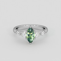 1.04 Ct. Yellowish Green Sapphire Ring, Platinum 950 1