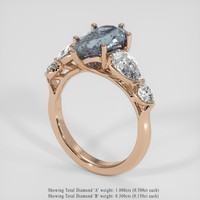 2.83 Ct. Greyish Blue Sapphire Ring, 14K Rose Gold 2