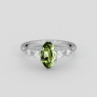 1.30 Ct. Green Sapphire Ring, 14K White Gold 1