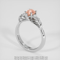 1.03 Ct. Padparadscha Sapphire Ring, 14K White Gold 2