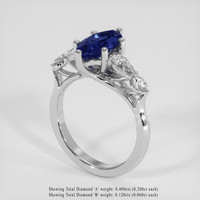 1.28 Ct. Blue Sapphire Ring, 18K White Gold 2