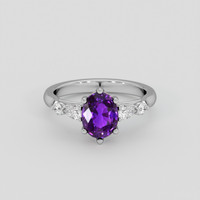1.97 Ct. Pinkish Purple Sapphire Ring, 18K White Gold 1