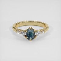 0.83 Ct. Greyish Blue Sapphire Ring, 18K Yellow Gold 1