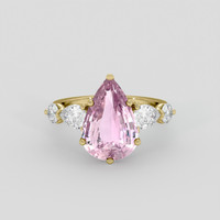 4.11 Ct. Purplish Pink Sapphire Ring, 18K Yellow Gold 1