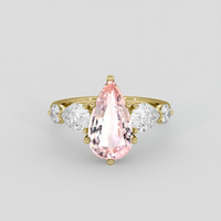3.90 Ct. Peach Sapphire Ring, 18K Yellow Gold 1