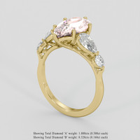 3.90 Ct. Peach Sapphire Ring, 18K Yellow Gold 2