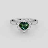 0.97 Ct. Bluish Green Sapphire Ring, 18K White Gold 1