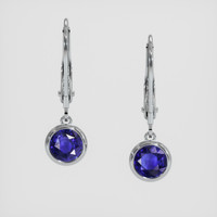 <span>2.20</span>&nbsp;<span class="tooltip-light">Ct.Tw.<span class="tooltiptext">Total Carat Weight</span></span> Blue Sapphire Earrings, 14K White Gold 1