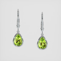 <span>2.50</span>&nbsp;<span class="tooltip-light">Ct.Tw.<span class="tooltiptext">Total Carat Weight</span></span> Yellowish Green Peridot Earrings, 14K White Gold 1