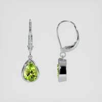<span>2.50</span>&nbsp;<span class="tooltip-light">Ct.Tw.<span class="tooltiptext">Total Carat Weight</span></span> Yellowish Green Peridot Earrings, 14K White Gold 2