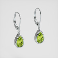 <span>2.50</span>&nbsp;<span class="tooltip-light">Ct.Tw.<span class="tooltiptext">Total Carat Weight</span></span> Yellowish Green Peridot Earrings, 14K White Gold 3